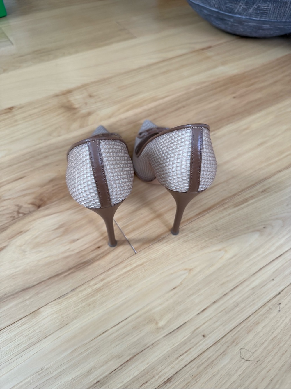 Textured Pointed-Toe High Heels in Taupe - Picture 6 of 16